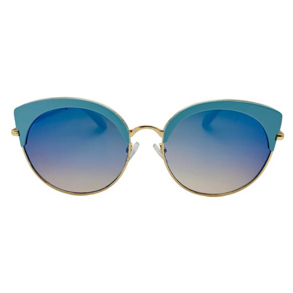 7025 | Blue Accented Cateye Sunglasses - Picture 1 of 5